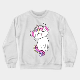 Cute loving Caticorn Music Unicorn girl Crewneck Sweatshirt